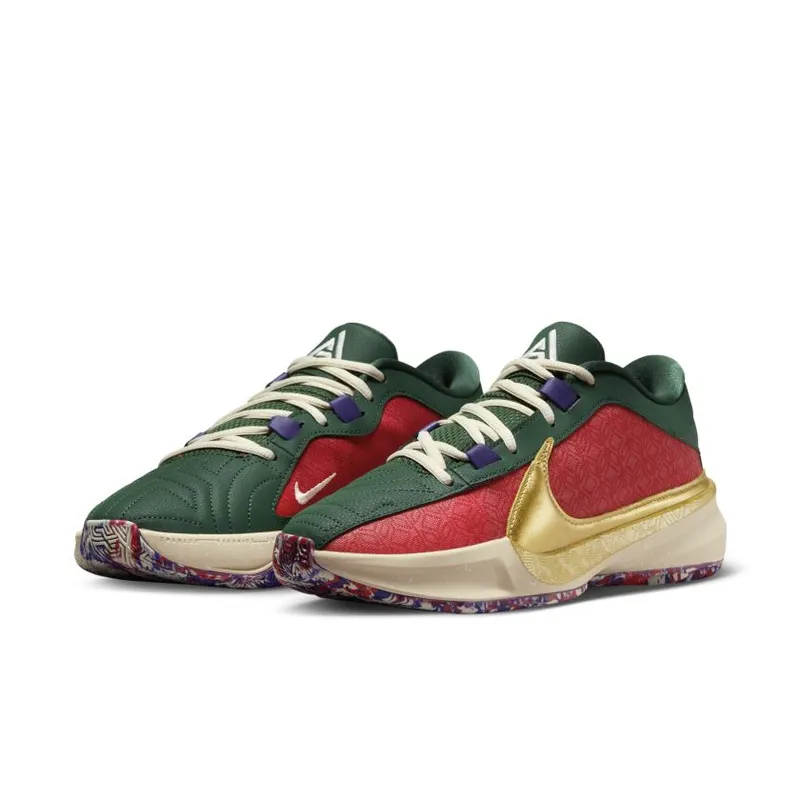 Nike Zoom Freak 5 ‘Bucks’ Gym Red / Metallic Gold-Fir-Court Purple (DZ2944-600)