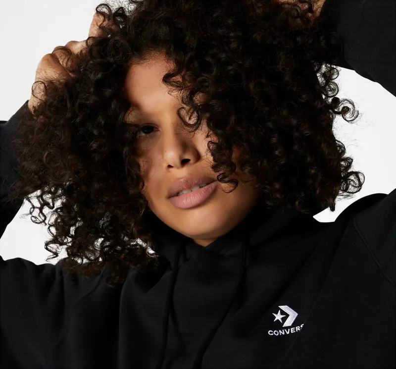 Converse Converse Go-To Embroidered Star Chevron Fleece Hoodie met standaardpasvorm Converse Black (10024509-A02)