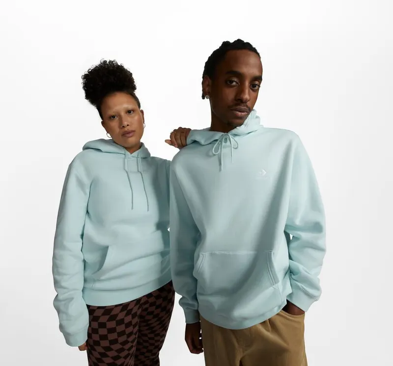 Converse Converse Go-To Embroidered Star Chevron Fleece Hoodie met standaardpasvorm Aqua Mist (10024509-A19)