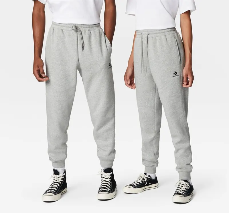 Converse Converse Go-To Embroidered Star Chevron Fleece Sweatpant met standaardpasvorm Vintage Grey Heather (10024521-A05)