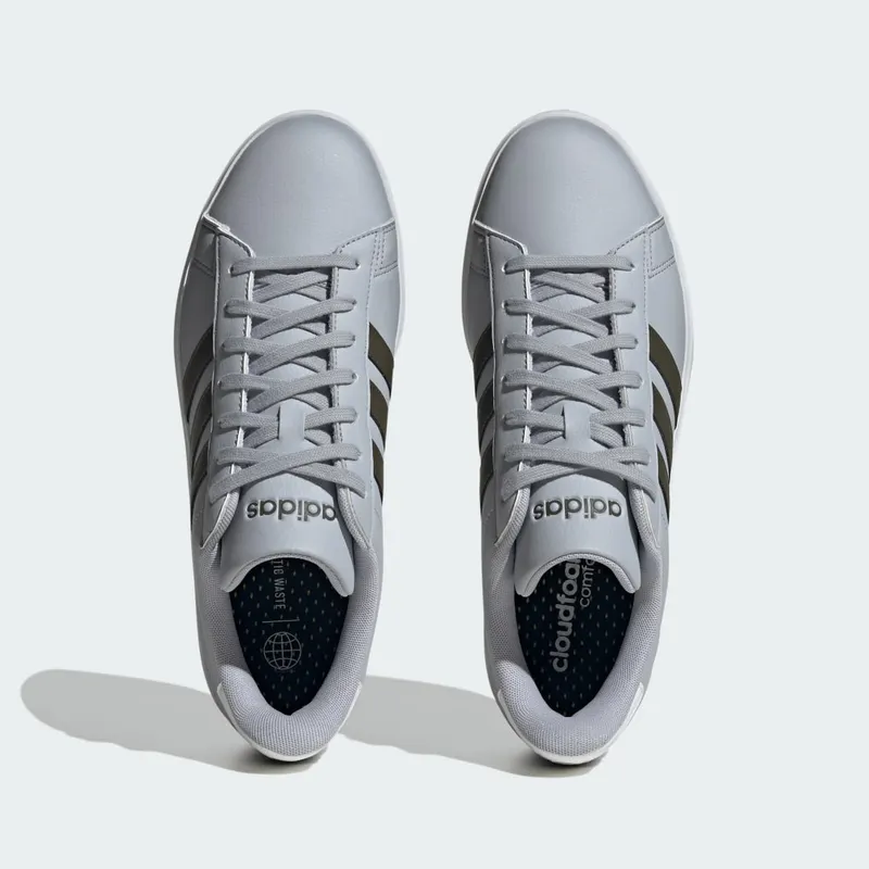 adidas Grand Court Cloudfoam Comfort Halo Silver / Shadow Olive / Cloud White (ID4468)