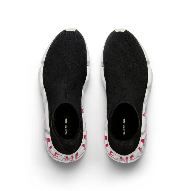 Balenciaga Speed 2.0 Graffiti Recycled Knit Sneaker Black (617196W2DD41096)