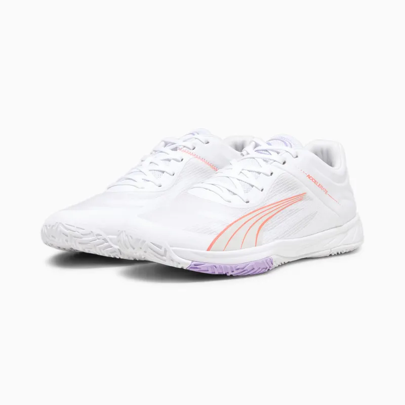 Puma Accelerate Turbo W+ zaalschoenen Wit/Roze/Grijs (107474-01)