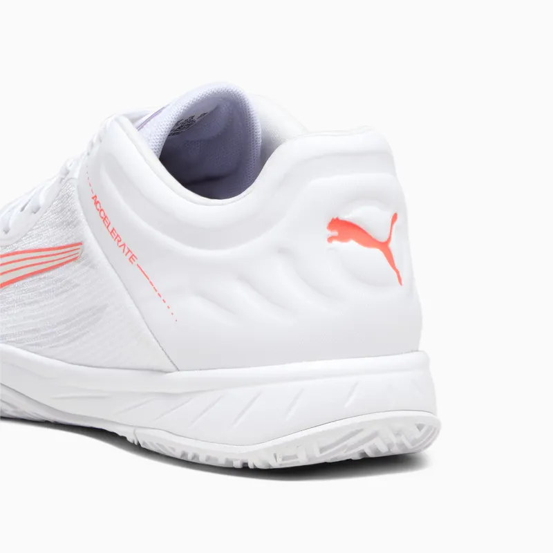 Puma Accelerate Turbo W+ zaalschoenen Wit/Roze/Grijs (107474-01)