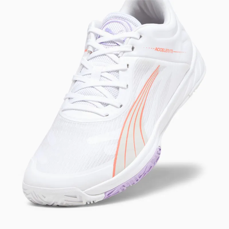 Puma Accelerate Turbo W+ zaalschoenen Wit/Roze/Grijs (107474-01)