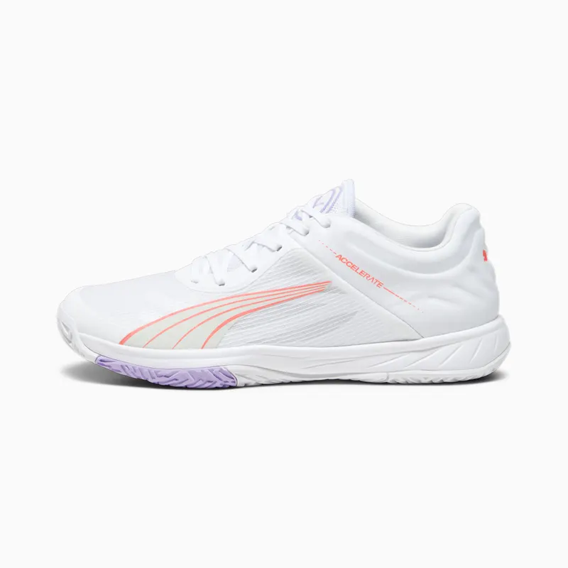 Puma Accelerate Turbo W+ zaalschoenen Wit/Roze/Grijs (107474-01)