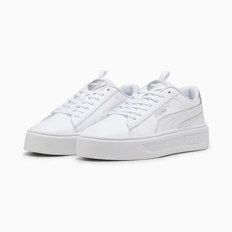 Puma Smash Platform v3 Pop Up damessneakers Zilver/Wit (392504-02)
