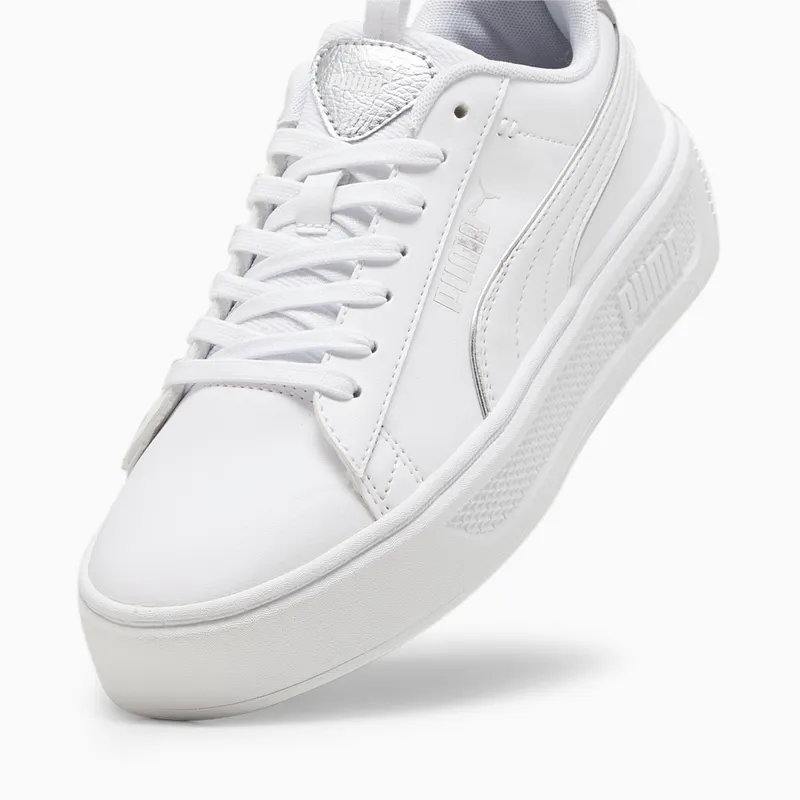 Puma Smash Platform v3 Pop Up damessneakers Zilver/Wit (392504-02)