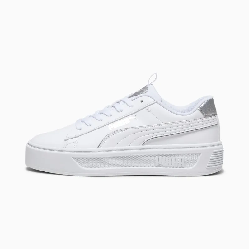 Puma Smash Platform v3 Pop Up damessneakers Zilver/Wit (392504-02)