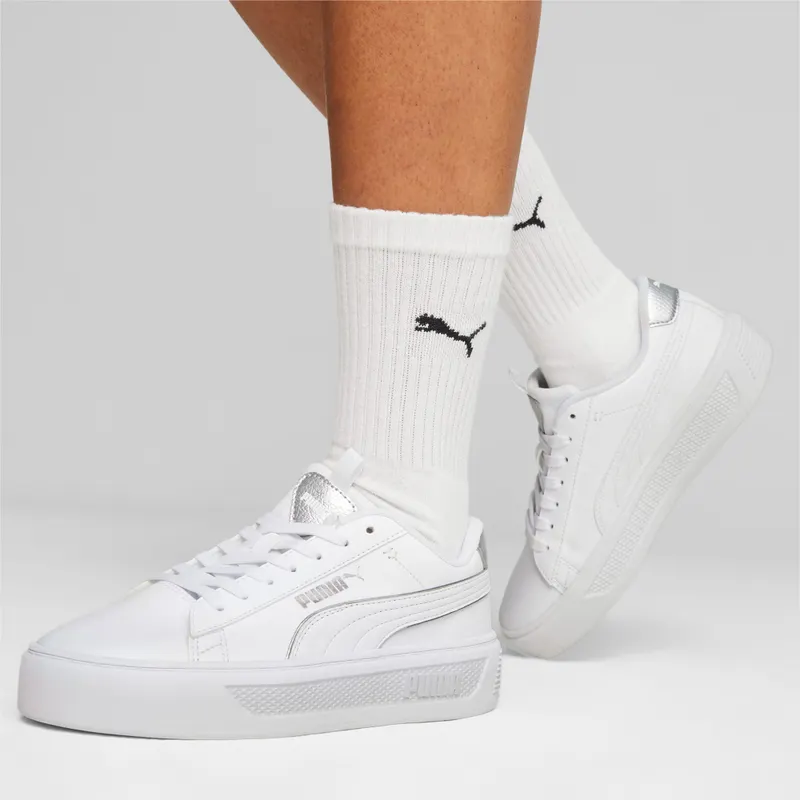 Puma Smash Platform v3 Pop Up damessneakers Zilver/Wit (392504-02)