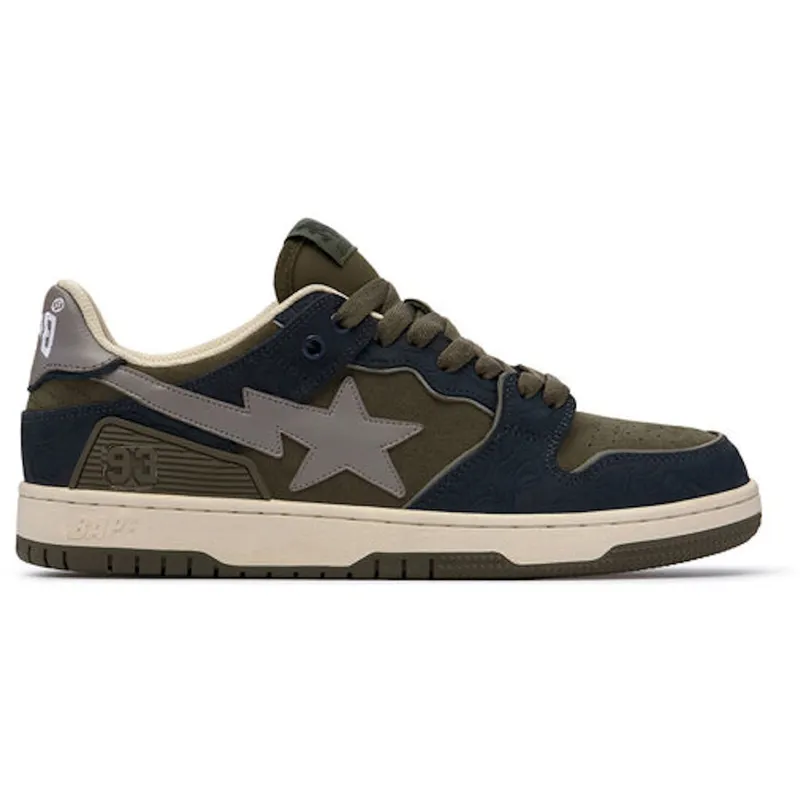 A Bathing Ape Bape SK8 Sta Navy Khaki Grey (1I70-191-003)