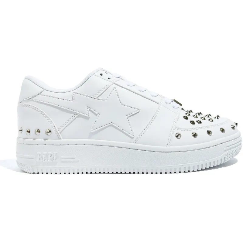 A Bathing Ape Bape Sta Low 20th Anniversary White Silver Studded (1G80-191-015-WHT)