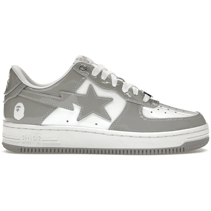A Bathing Ape Bape Sta Patent Leather White Grey (2023) (1I70-291-021/1I70-191-022)