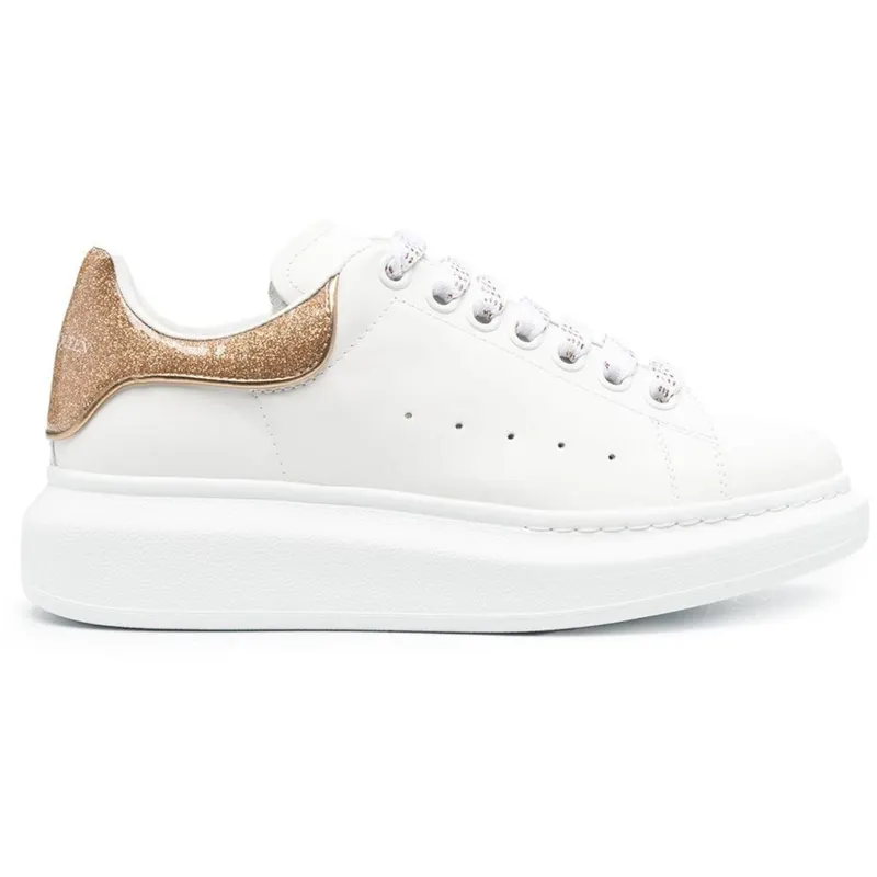 Alexander McQueen Oversized White Rose Gold Glitter (Women’s) (718239WICGJ)