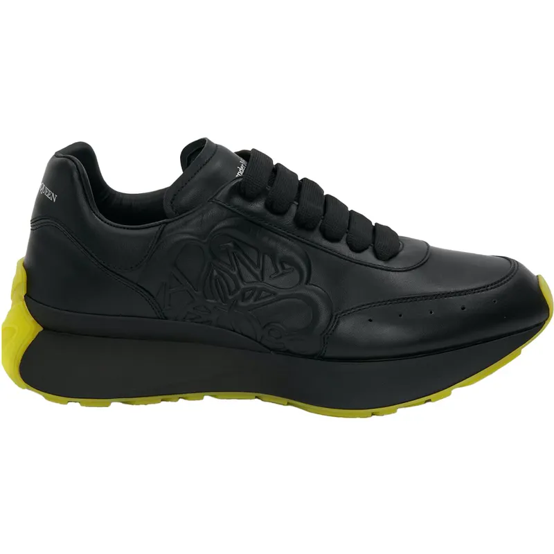 Alexander McQueen Sprint Runner Black Yellow (705076WIC981554)