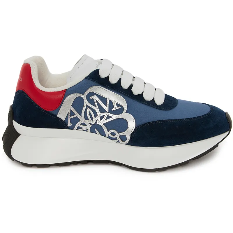Alexander McQueen Sprint Runner Navy Red Silver-tone (Women’s) (687996W4T214529)