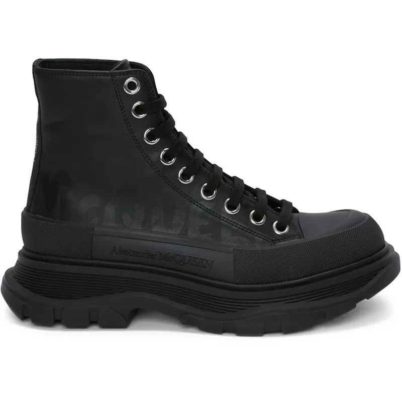 Alexander McQueen Tread Slick Boot Graffiti Black Black (Women’s) (676718W4RQ21000)