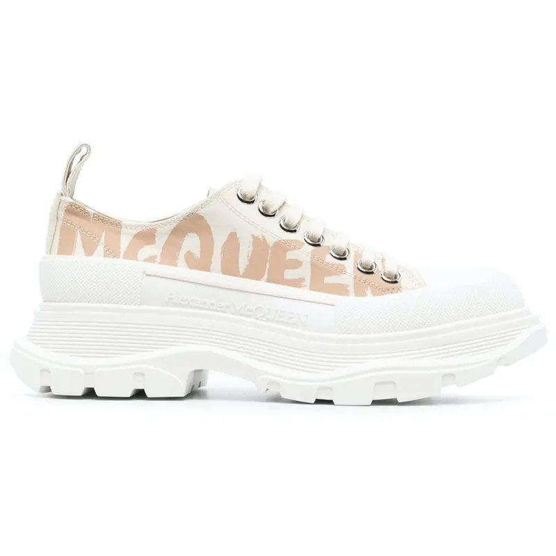 Alexander McQueen Tread Slick Low Lace Up Beige (Women’s) (708753W4RQ22257)