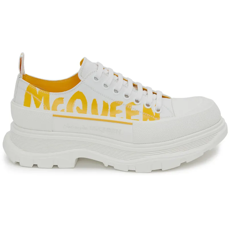 Alexander McQueen Tread Slick Low Lace Up Graffiti White Yellow Pop (711108WIAT69429)