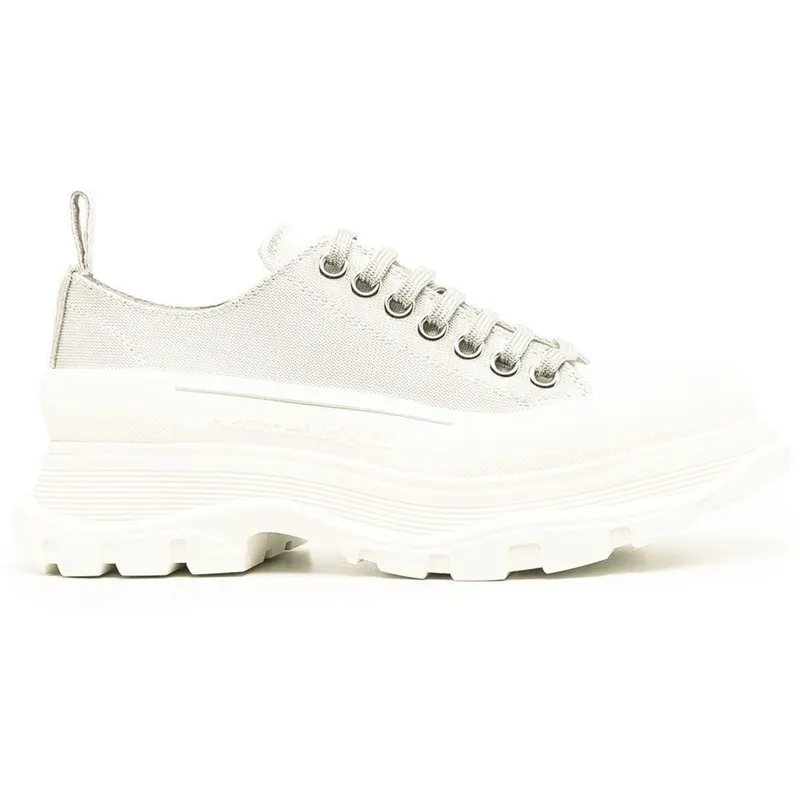 Alexander McQueen Tread Slick Low Lace Up Light Grey White (Women’s) (697072W4UR1)