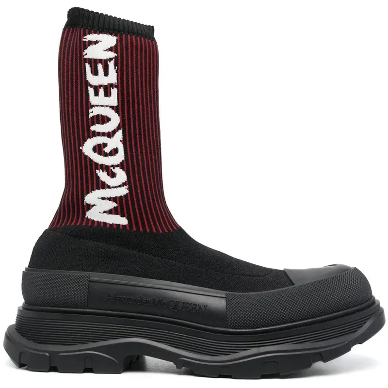 Alexander McQueen Tread Slick Sock Boot Black Red (705671W4UD1 1550)