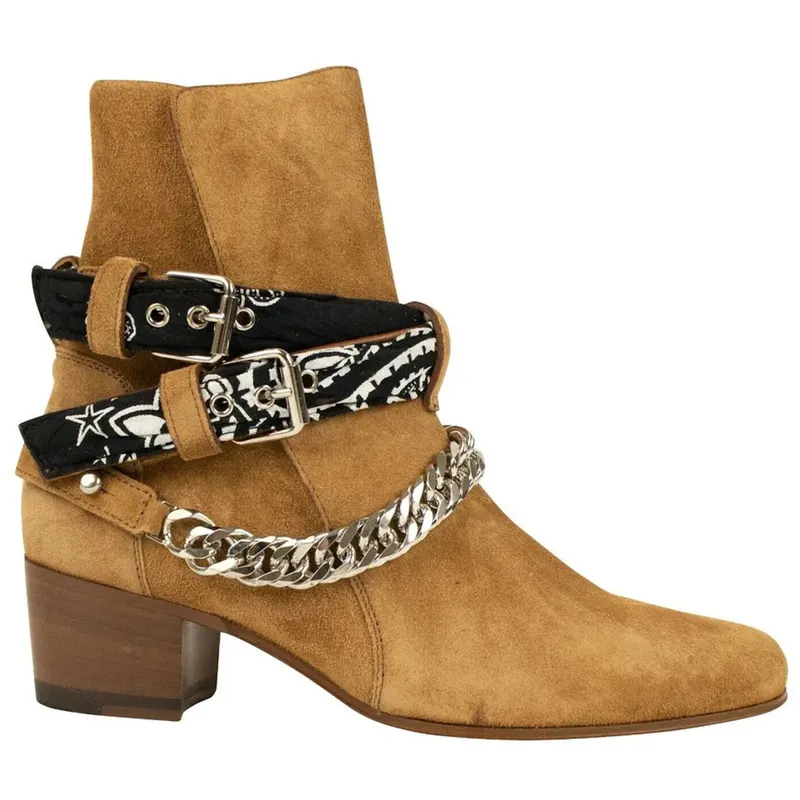 Amiri Bandana Buckle Boots Tan Suede (W0F20347SU-TAN)