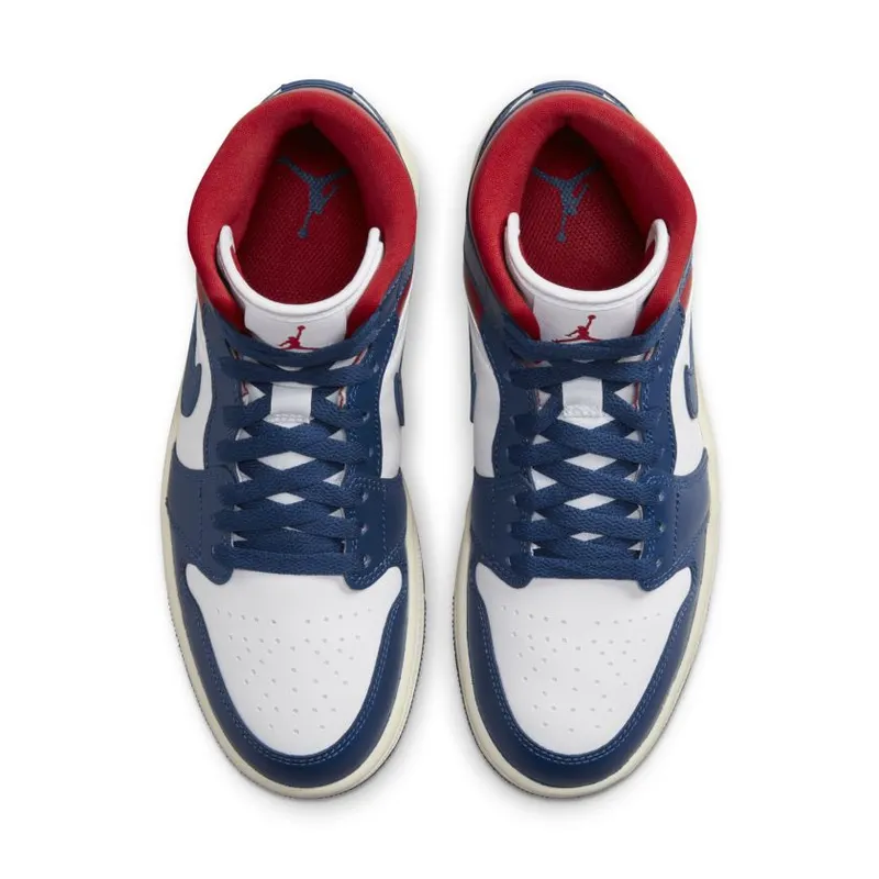 Jordan 1 Mid French Blue Gym Red (Women’s) (BQ6472-146)