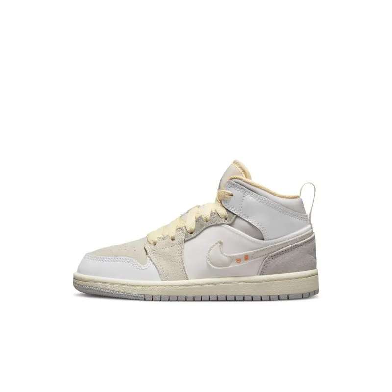 Jordan 1 Mid SE Craft Craft Inside Out White Grey (PS) (DQ3724-100)