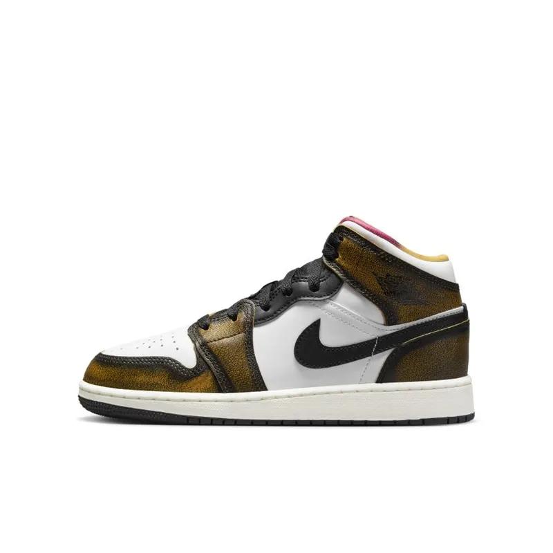Jordan 1 Mid SE Orange Wear Away (GS) (DQ8418-071)