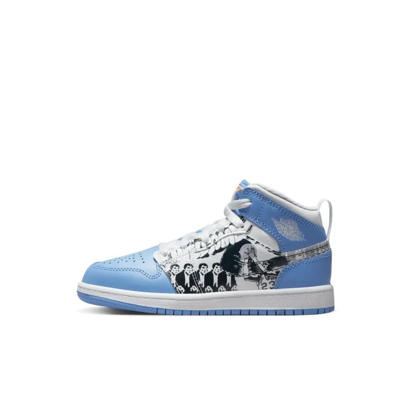 Jordan 1 Mid Sneaker School Game Winner (PS) (DR6493-100)