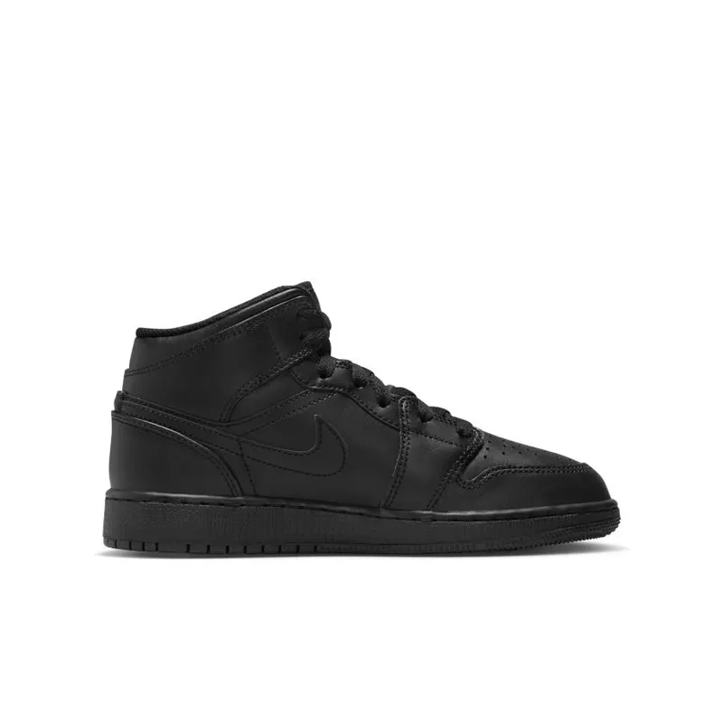 Jordan 1 Mid Triple Black (2022) (GS) (554725-093)