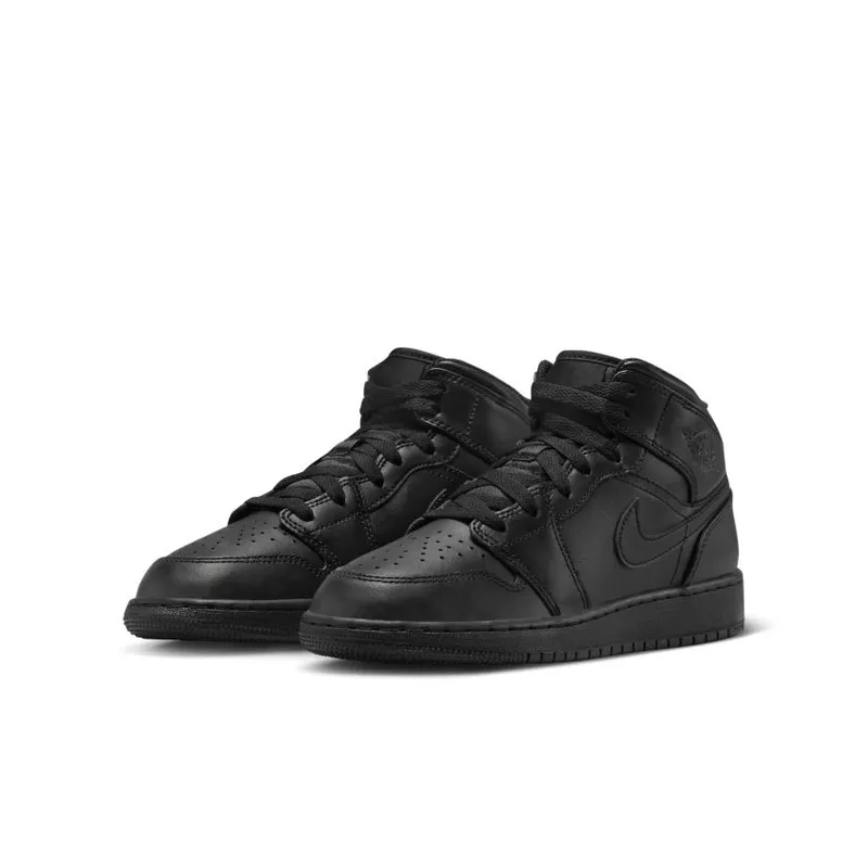 Jordan 1 Mid Triple Black (2022) (GS) (554725-093)