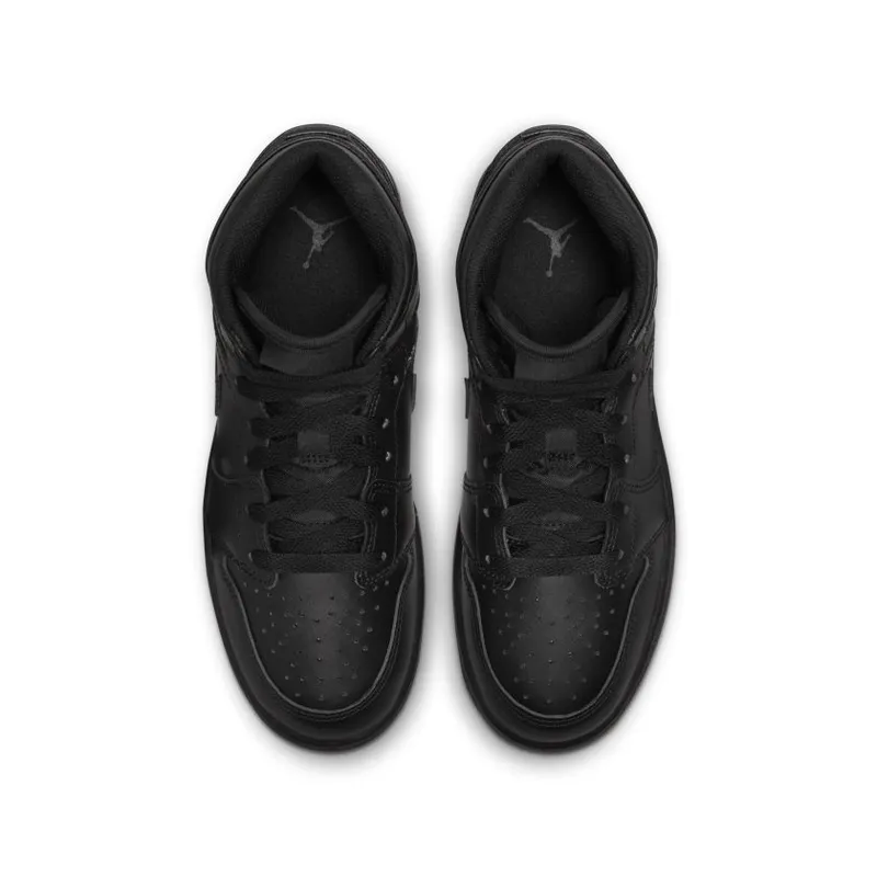 Jordan 1 Mid Triple Black (2022) (GS) (554725-093)
