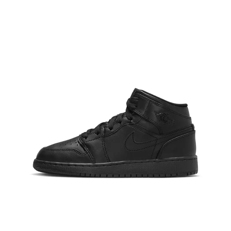 Jordan 1 Mid Triple Black (2022) (GS) (554725-093)