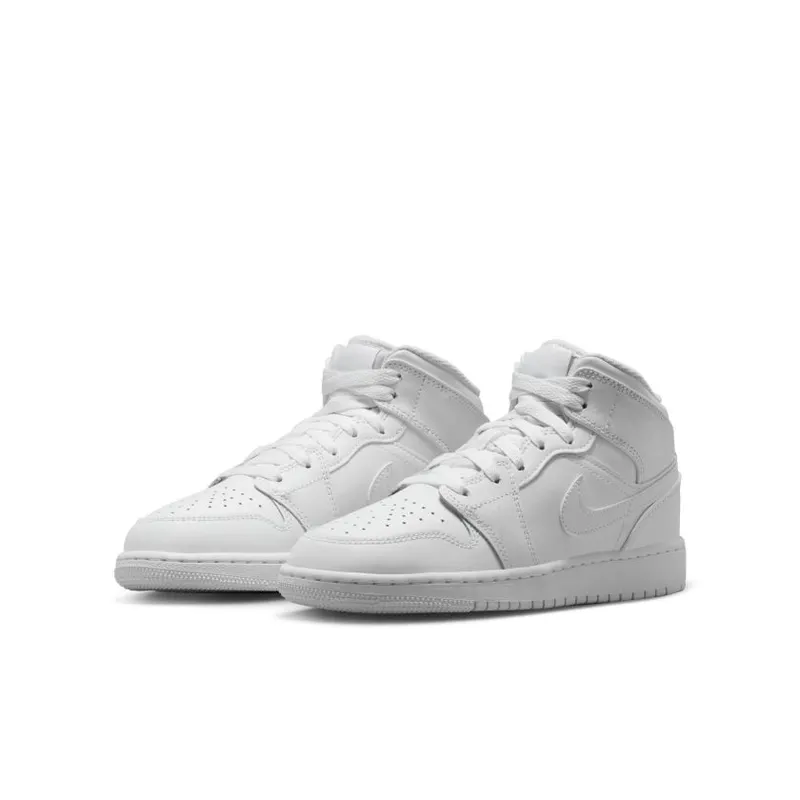 Jordan 1 Mid Triple White (2023) (GS) (554725-136)