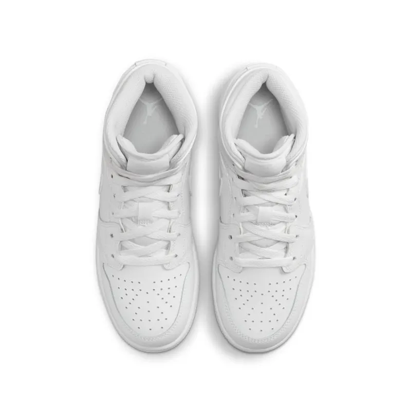 Jordan 1 Mid Triple White (2023) (GS) (554725-136)