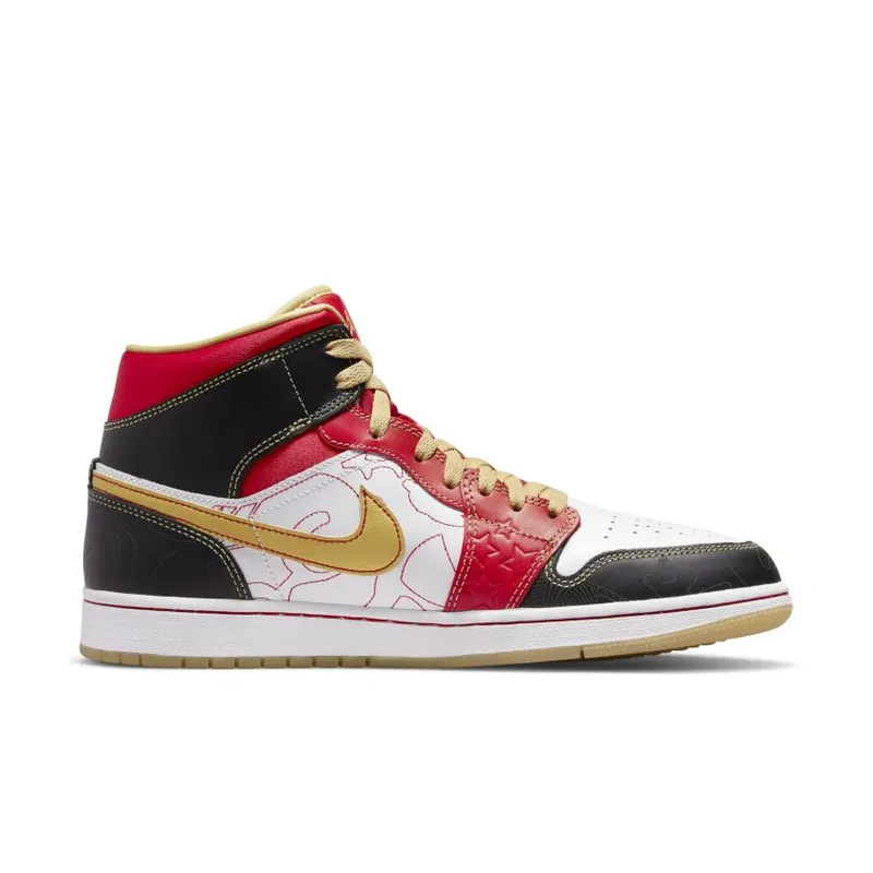 Jordan 1 Mid XQ White Black Sport Red (DV0576-176)