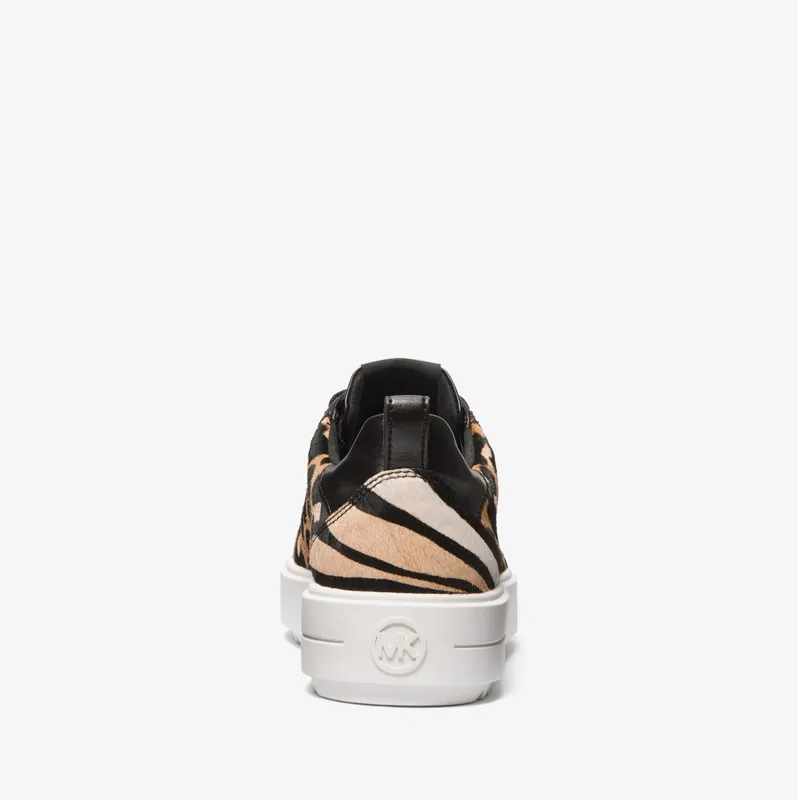Michael Kors MK Emmett Animal Print Calf Hair and Leather Trainers – Black Combo (43F3EMFS1H-0005)