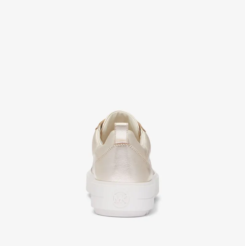 Michael Kors MK Emmett Metallic Leather Trainers – Zinc (43F3EMFS1M-3116)