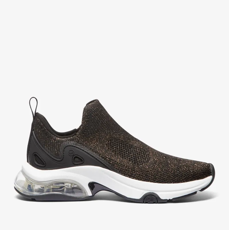 Michael Kors MK Kit Extreme Metallic Stretch Knit Slip-On Trainer – Black/bronze (43F3KIFP1M-9619)