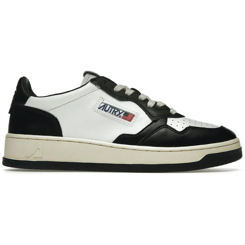 Autry Medalist Leather Low Black White (AULM-WB01)