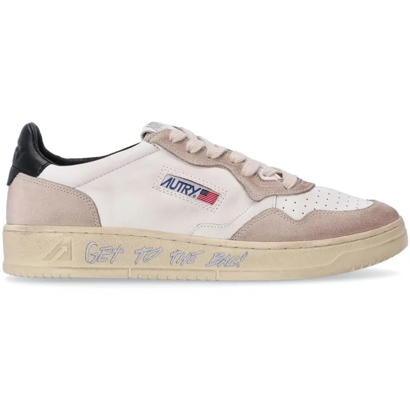 Autry Medalist Leather Low White Beige Black (AULMLD02)