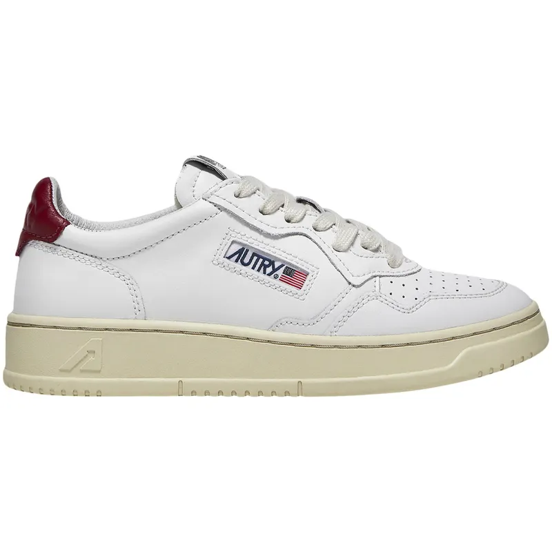 Autry Medalist Leather Low White Bordeaux (Women’s) (AULW-LL43)