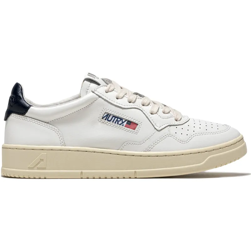 Autry Medalist Leather Low White Dark Blue (Women’s) (AULW-LL12)