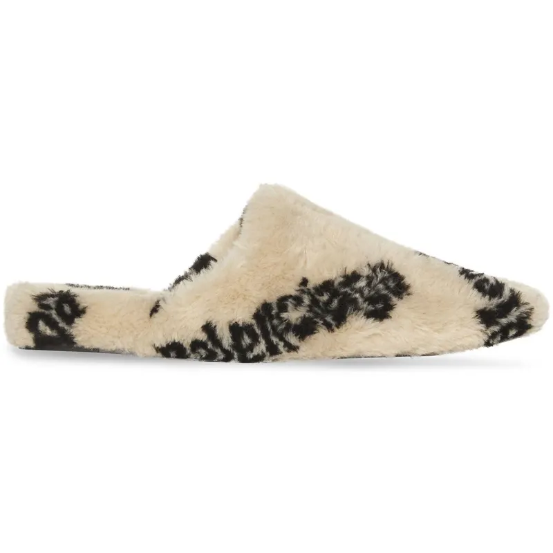 Balenciaga All Over Logo Mule Biege Teddy (714182W2L412010)