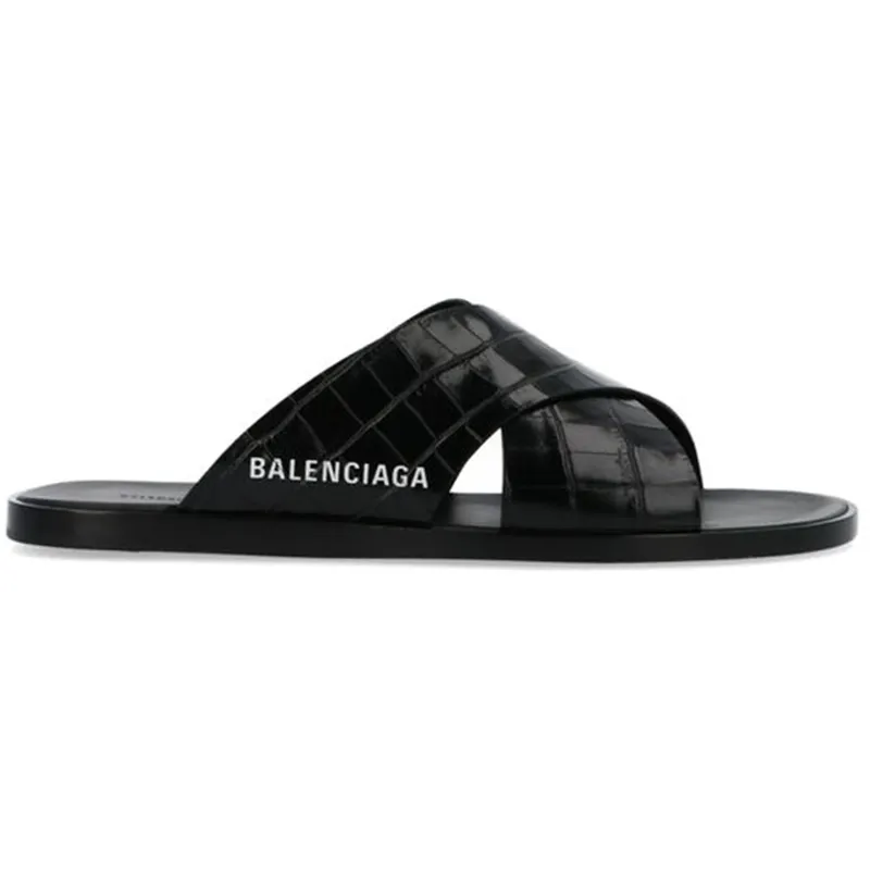 Balenciaga Cosy Sandal Crocodile Embossed Black (597148WA9D51006)