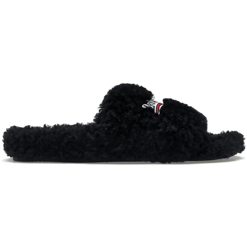 Balenciaga Furry Slide Black White (Women’s) (654261W2DO11096)