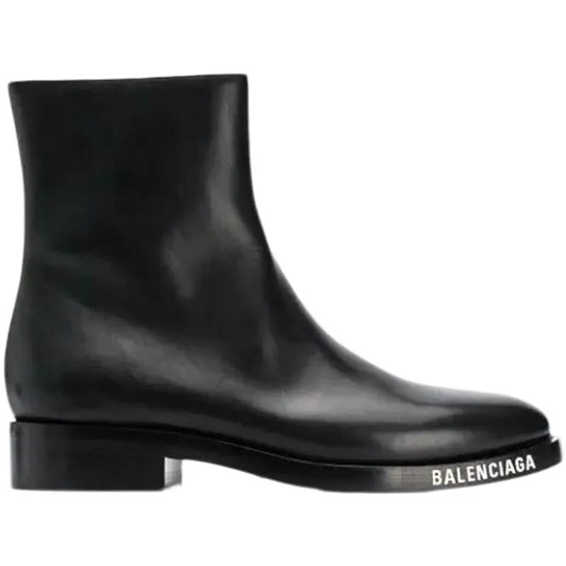 Balenciaga Leather Ankle Boot Black White Logo (590717WA7201000)