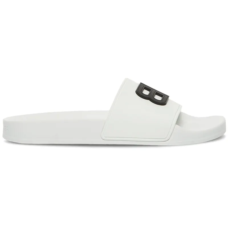Balenciaga Pool Slides 3D BB Logo Black White (656434W1S8B9034 / 656395W1S8B9034)