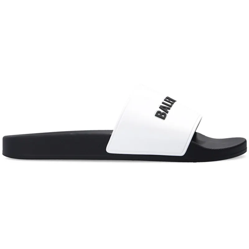 Balenciaga Pool Slides Logo White Black (565826W1S879010)
